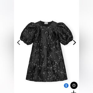GANNI: BLACK/SILVER JACQUARD A-line mini dress (34)NWT